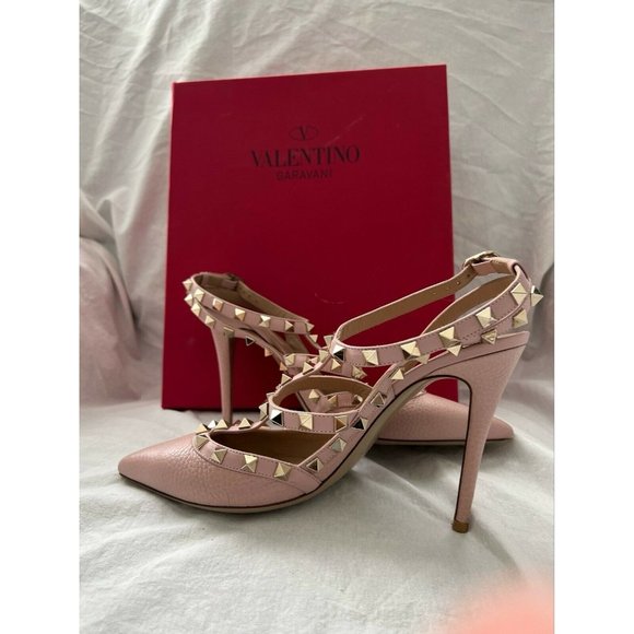 Valentino Rockstud Women's Rockstud Pumps Hells Pink Leather Size 39 - Picture 12 of 12